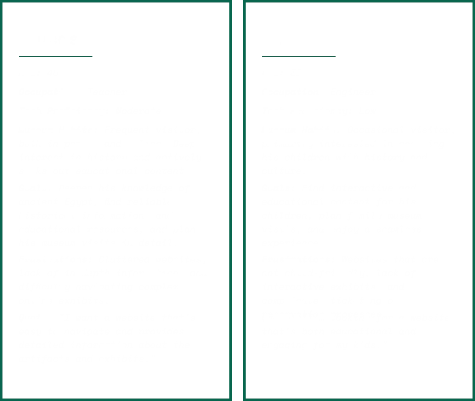 User personas for the Nefer Museum project.