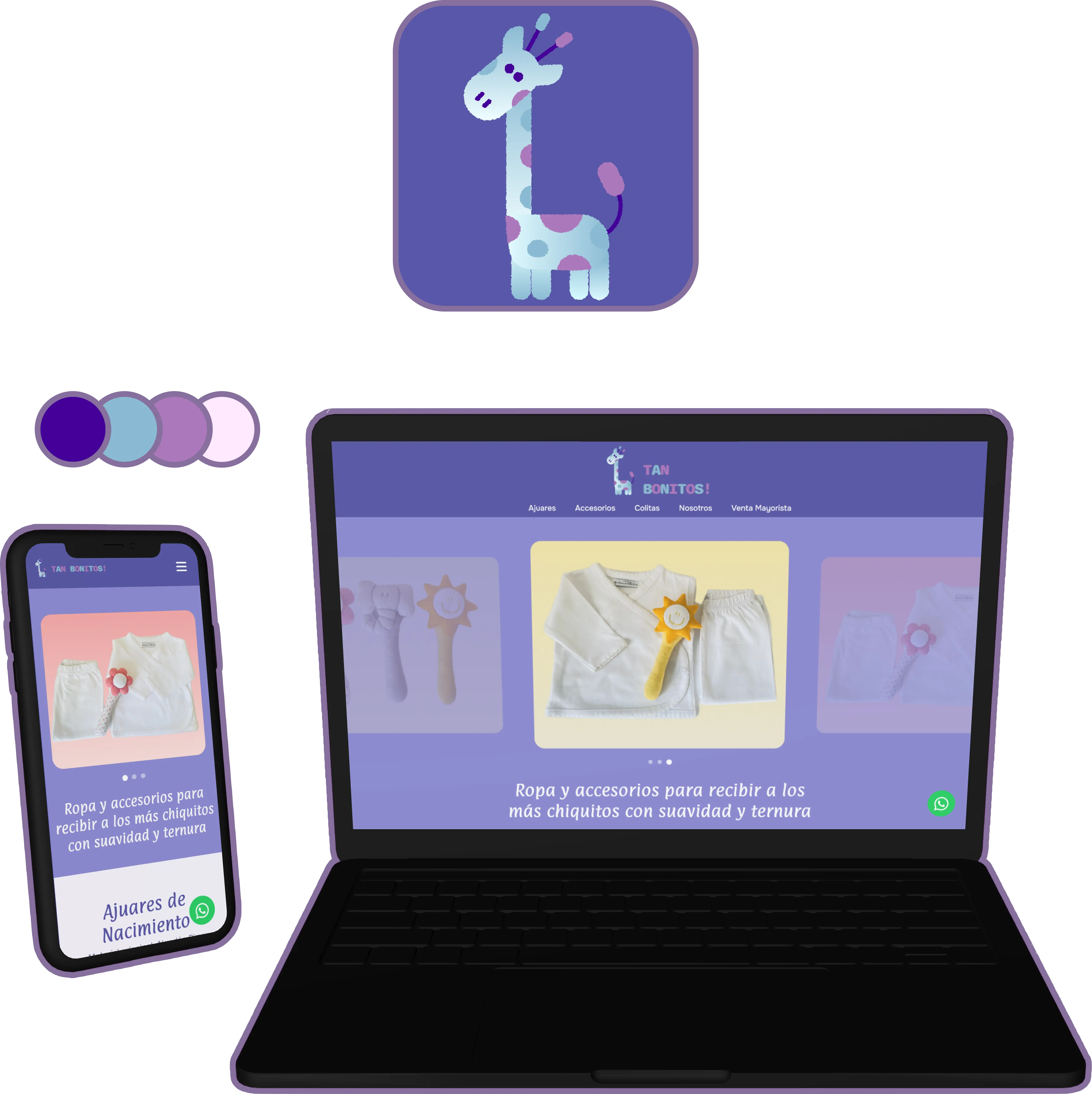 A mockup of the Tan Bonitos website on a laptop and phone.