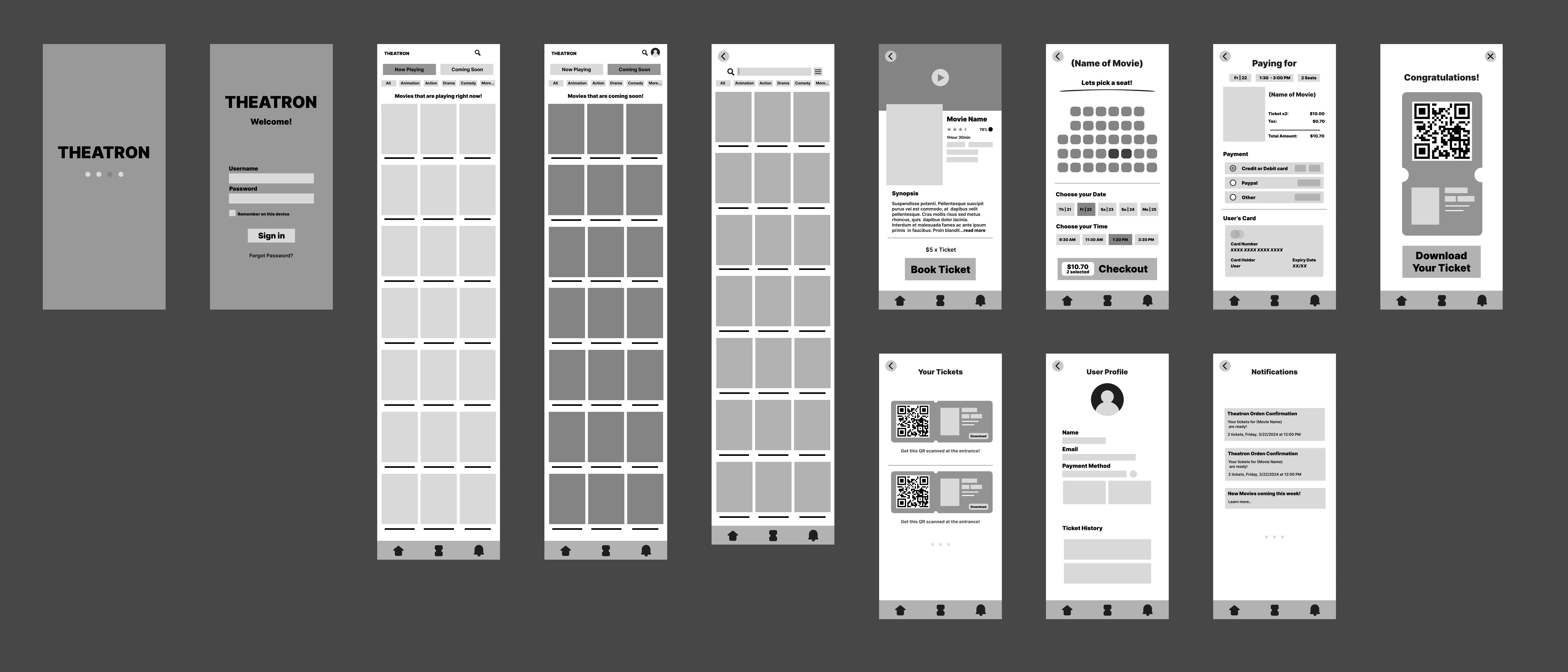 Initial design of the seat selection screen.
