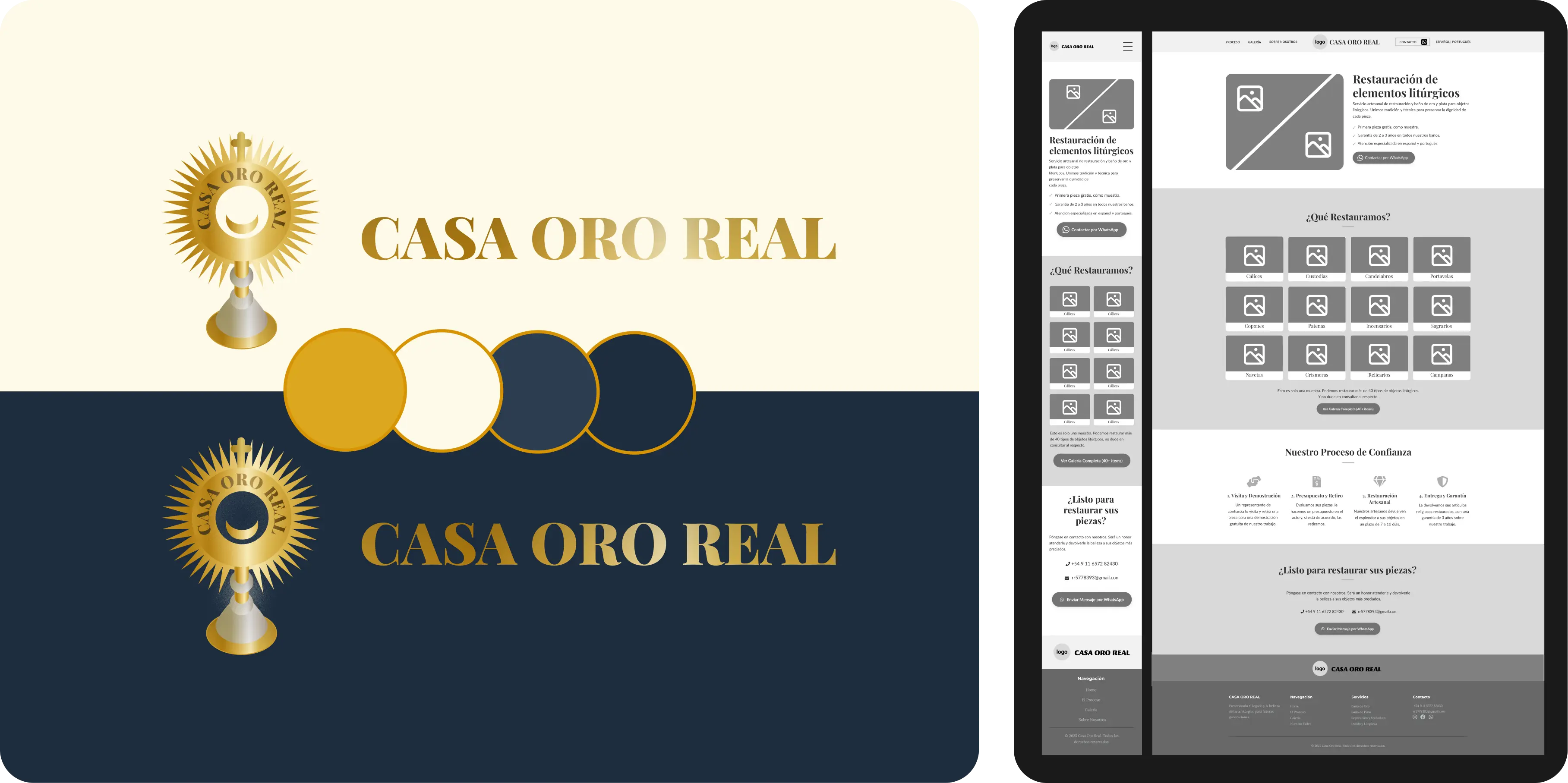 Example of branding options and a website wireframe