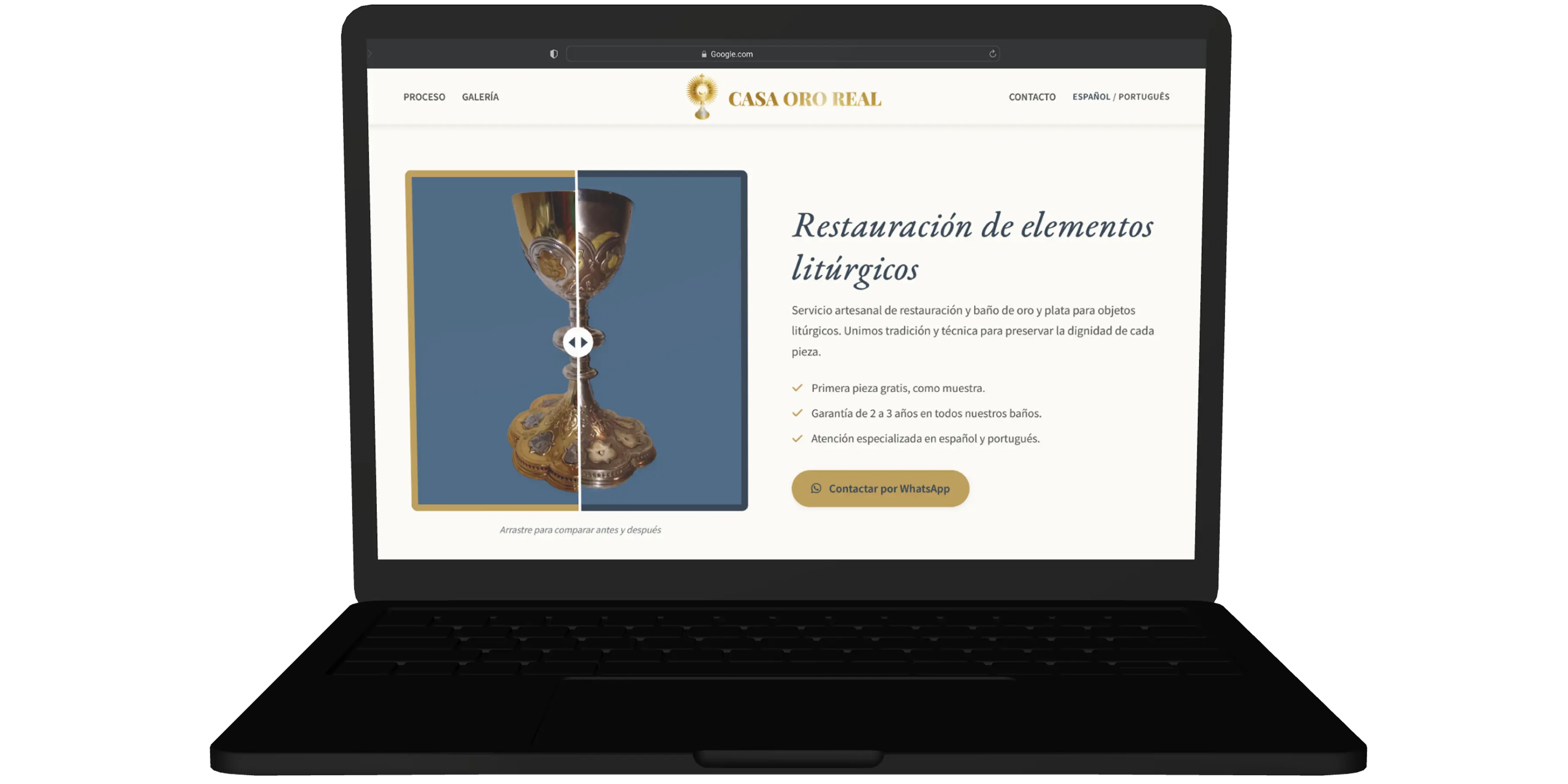 Example of a final launched website